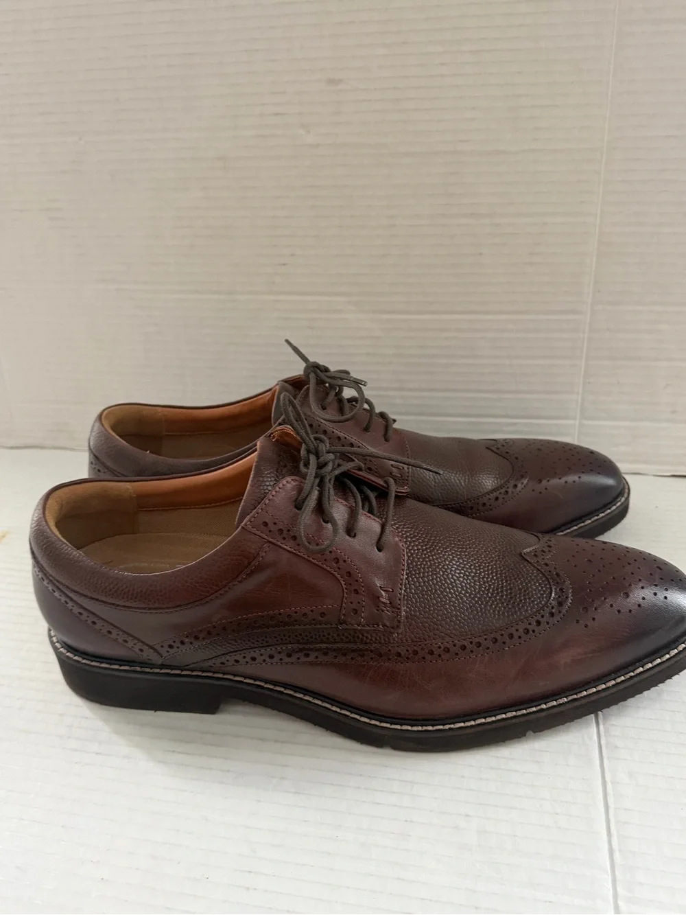 Rockport Fallo Men’s Brown 13 Wide Oxfords Wingtip Leather Dress Shoes
